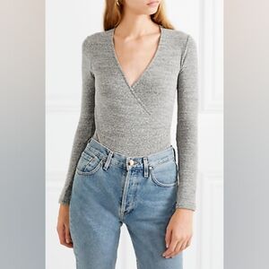 Madewell Wrap Thong Bodysuit Gray Medium